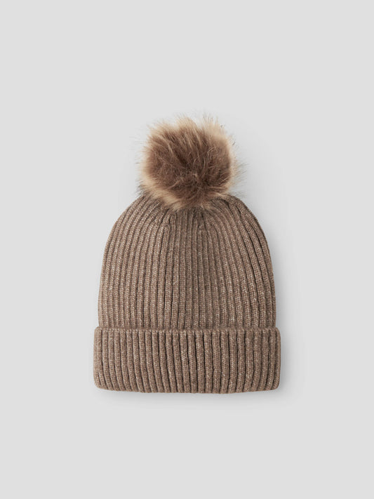 Name It Mini Mora stickad mössa med tofs brun beige för barn unisex – 13246906