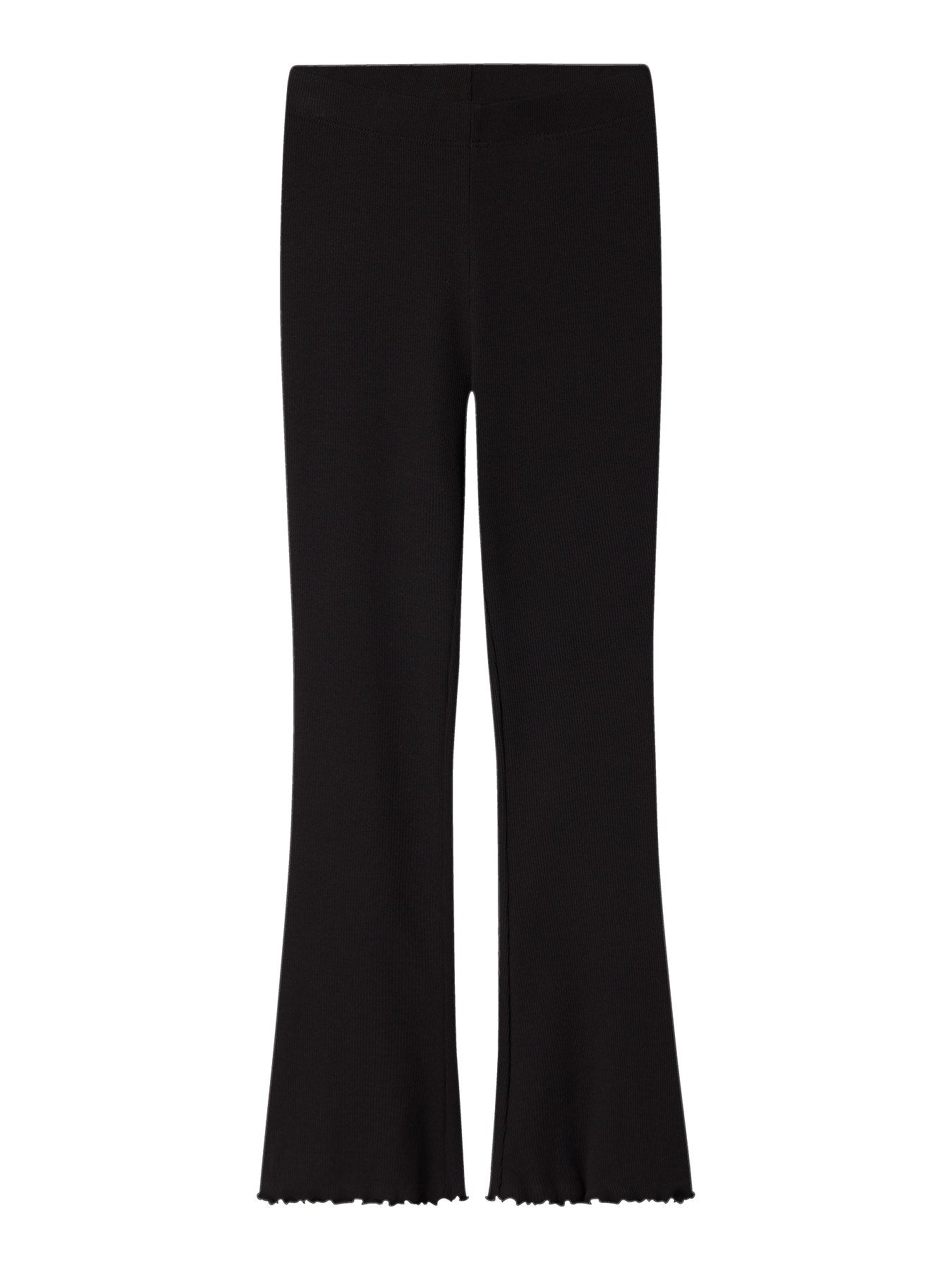 Name It svarta bootcut leggings för flicka i ekologisk bomull med ribbad struktur och mjuk stretchkvalitet