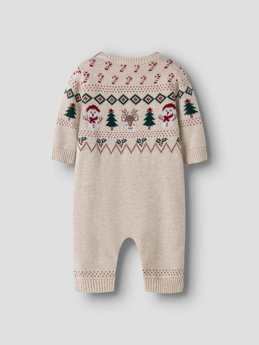 Name It Ralko stickad juloverall baby unisex med renar snögubbar och julgranar