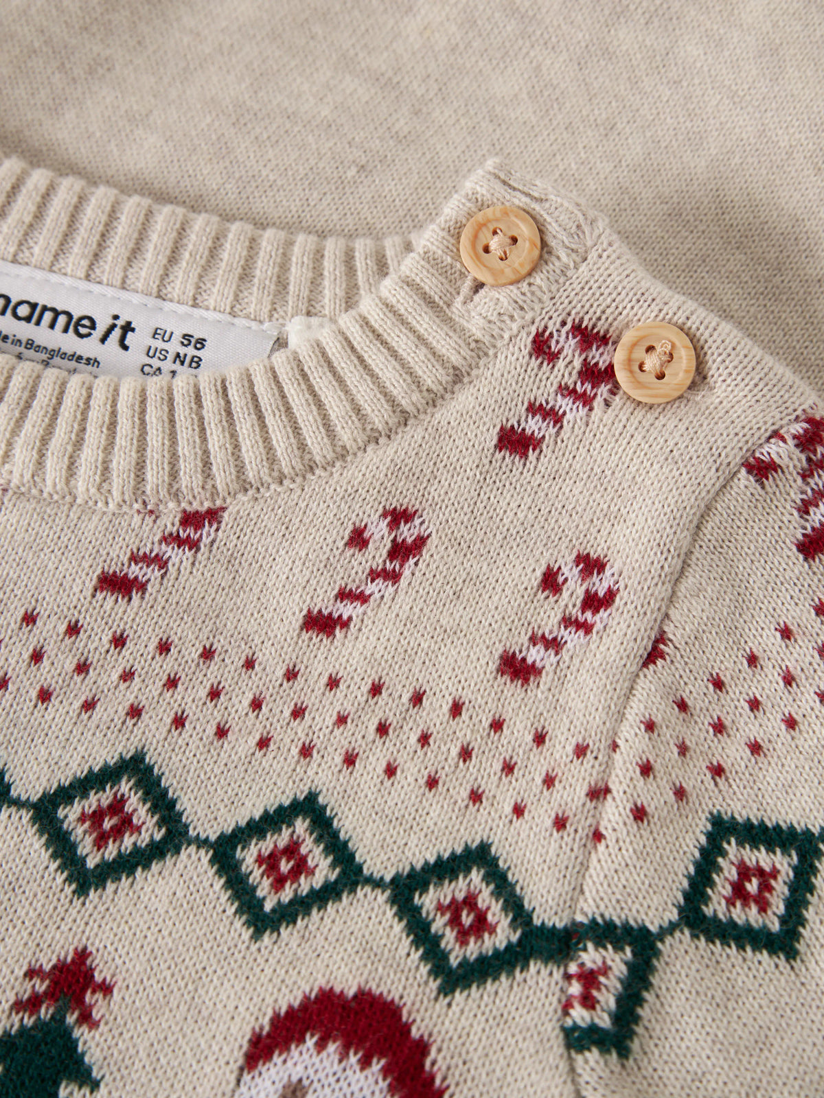 Name It Ralko stickad juloverall baby unisex med renar snögubbar och julgranar