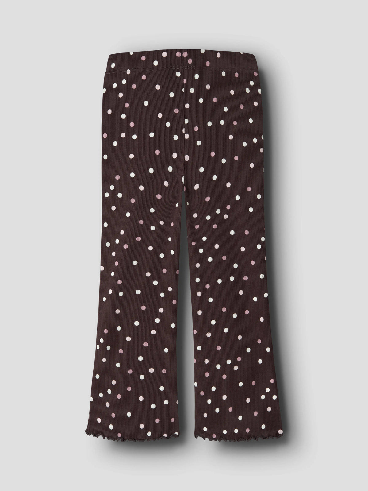 Name It Vemia utsvängd ribbad byxa för flicka mini Chocolate Plum med prickar – 13248293