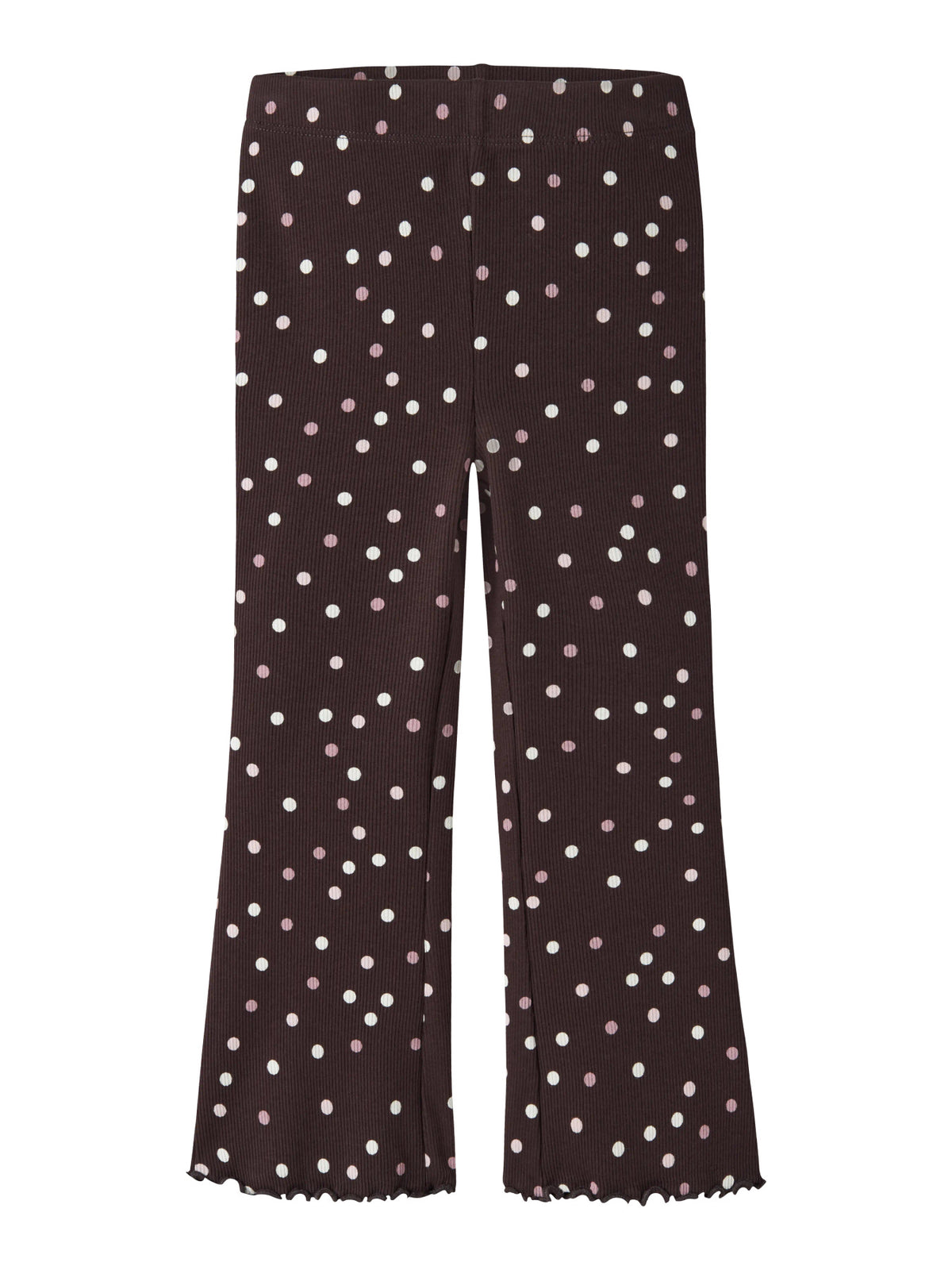 Name It Vemia utsvängd ribbad byxa för flicka mini Chocolate Plum med prickar – 13248293