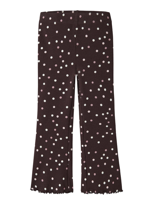Name It Vemia utsvängd ribbad byxa för flicka mini Chocolate Plum med prickar – 13248293