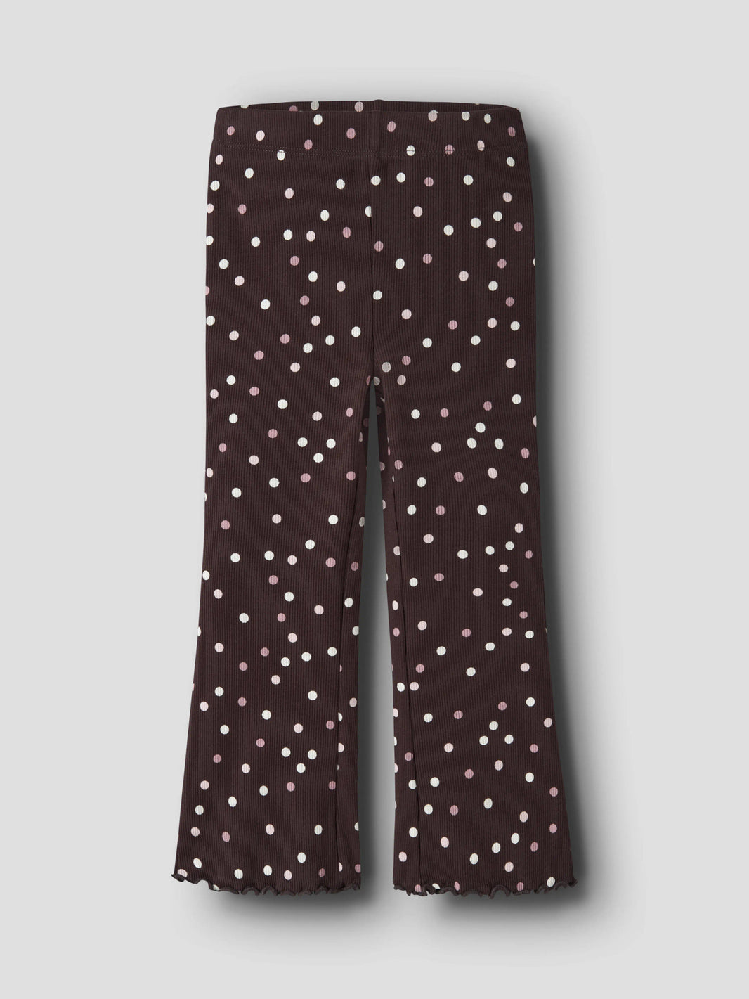 Name It Vemia utsvängd ribbad byxa för flicka mini Chocolate Plum med prickar – 13248293