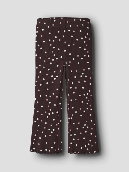 Name It Vemia utsvängd ribbad byxa för flicka mini Chocolate Plum med prickar – 13248293