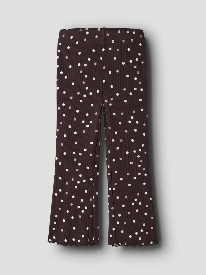 Name It Vemia utsvängd ribbad byxa för flicka mini Chocolate Plum med prickar – 13248293
