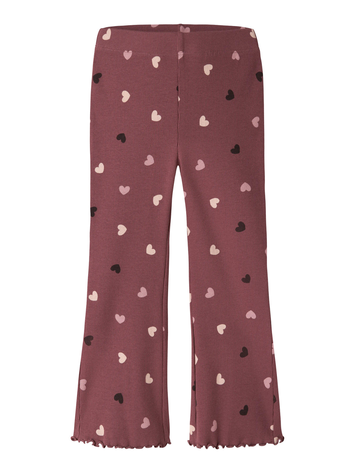 Name It Vemia utsvängd ribbad byxa för flicka mini Wild Ginger med hjärtan – 13248293