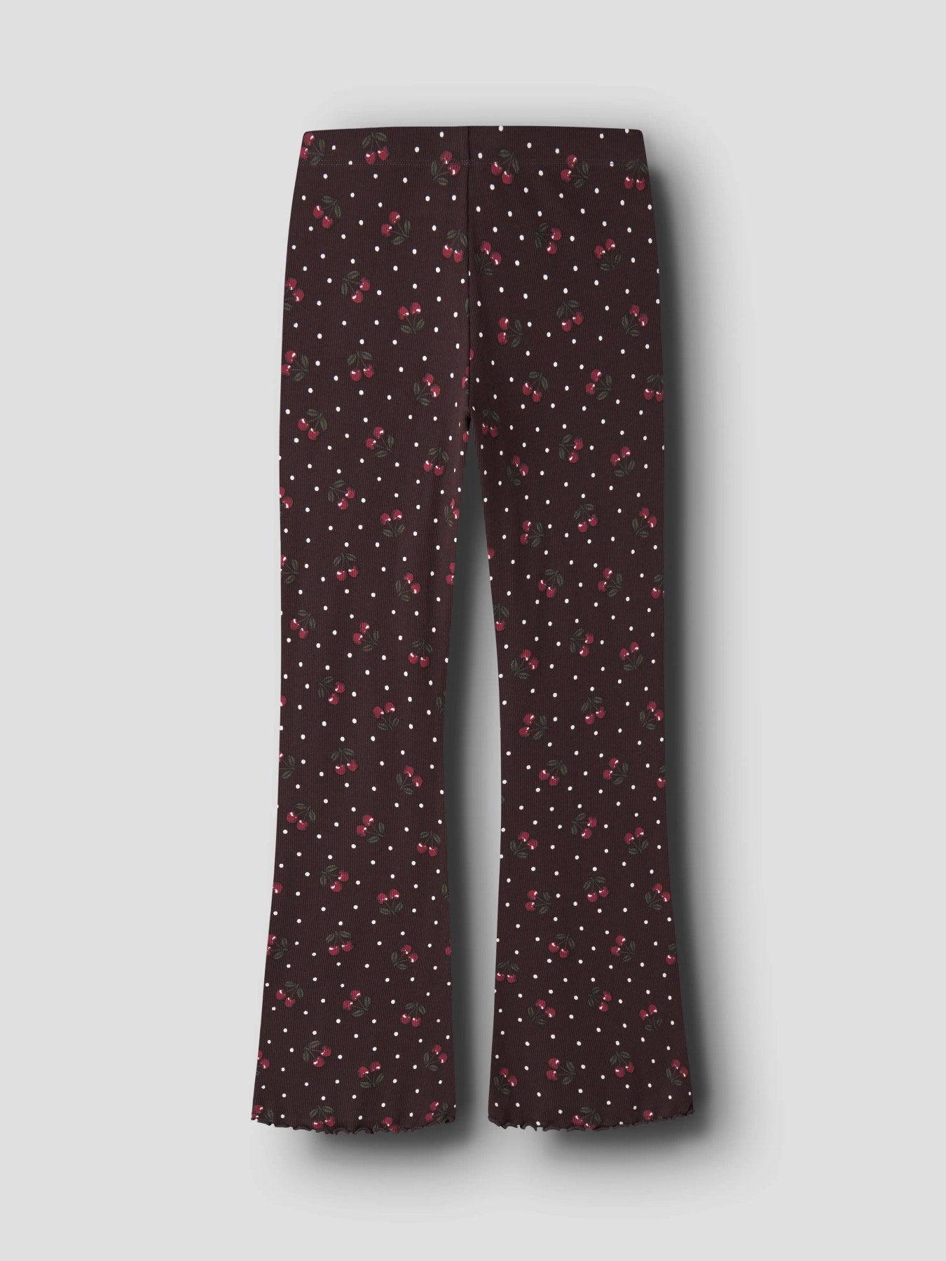 Name It Vemia ribbad utsvängd byxa för flicka kids i Chocolate Plum med körsbär – 13248314
