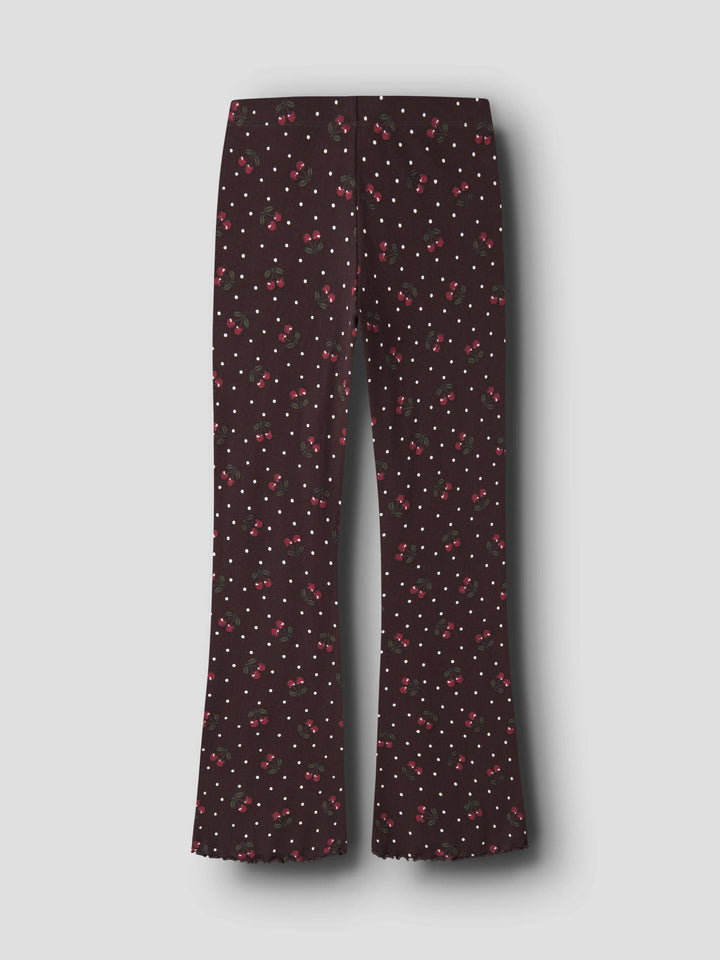 Name It Vemia ribbad utsvängd byxa för flicka kids i Chocolate Plum med körsbär – 13248314
