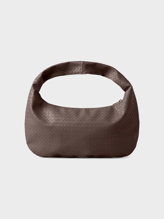 LMTD Kalea stor flätad shopper för ungdom i Chocolate Brown med dragkedja och bred axelrem