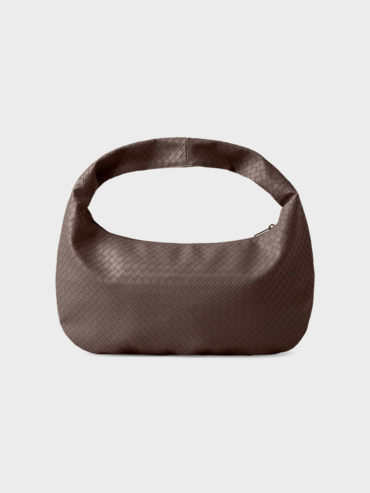 LMTD Kalea stor flätad shopper för ungdom i Chocolate Brown med dragkedja och bred axelrem