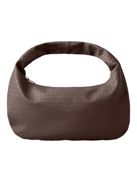 LMTD Kalea stor flätad shopper för ungdom i Chocolate Brown med dragkedja och bred axelrem