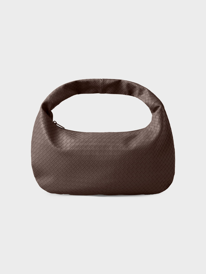 LMTD Kalea stor flätad shopper för ungdom i Chocolate Brown med dragkedja och bred axelrem
