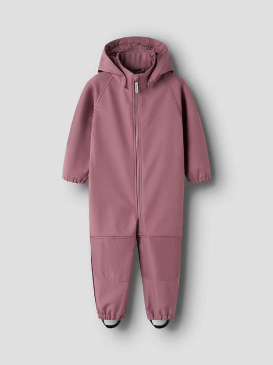 Name It Alfa rosa softshelloverall Magic som får mönster av rosetter när det regnar Wistful Mauve för flicka