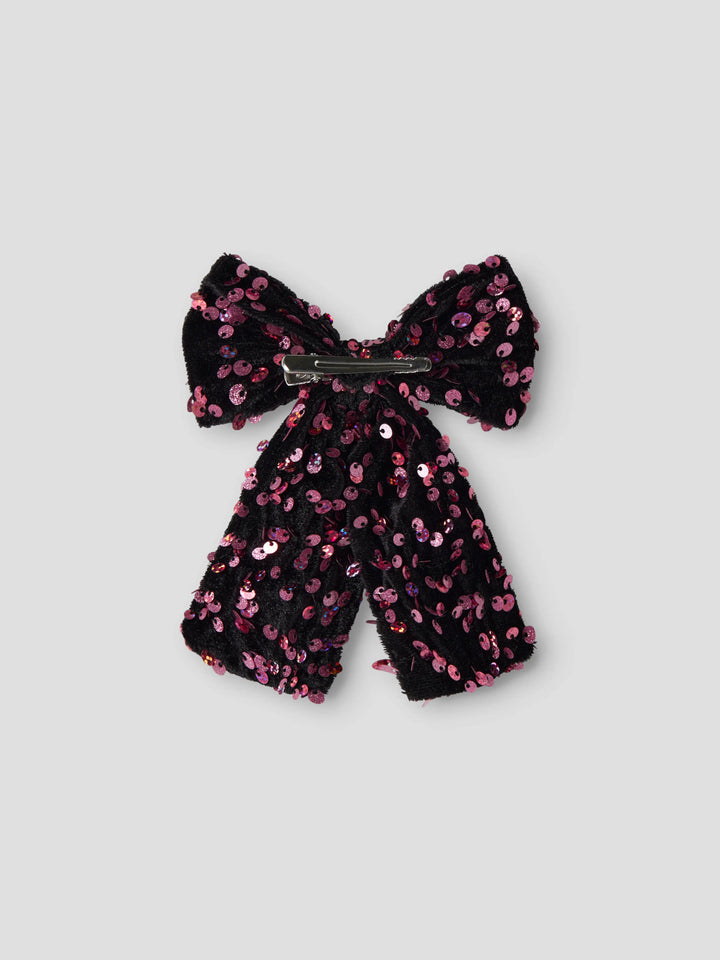 Runica hårrosett i velour med rosa och vinröda paljetter