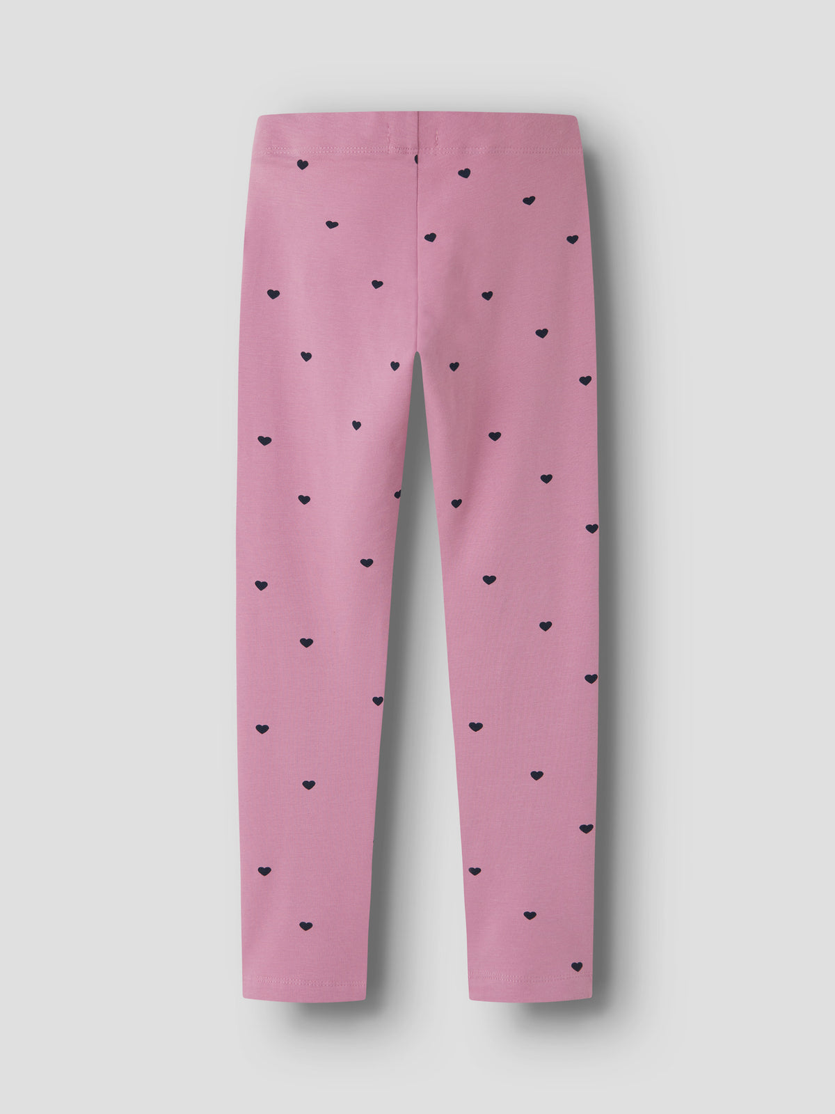 Name It Davina sweatleggings till flicka i färgen Mauve Orchid med små mörka hjärtan.