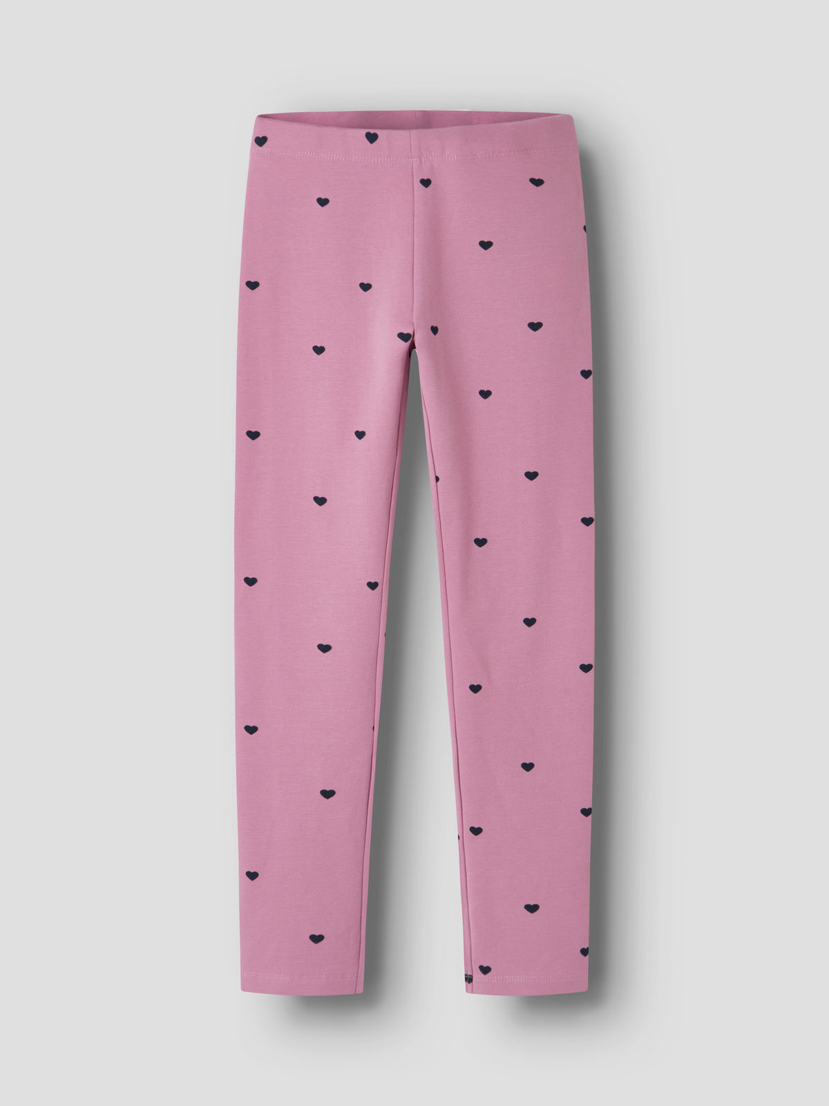 Name It Davina sweatleggings till flicka i färgen Mauve Orchid med små mörka hjärtan.