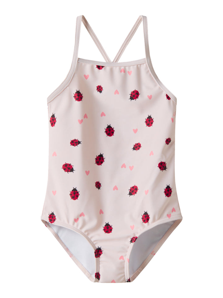 Ljus rosa baddräkt med nyckelpigor  med korsade axelband till flicka. Badkläder från Name it, baddräkt mönstrad färgglad till flicka.
NMFZIZLA SWIMSUIT BOX TB
13251615