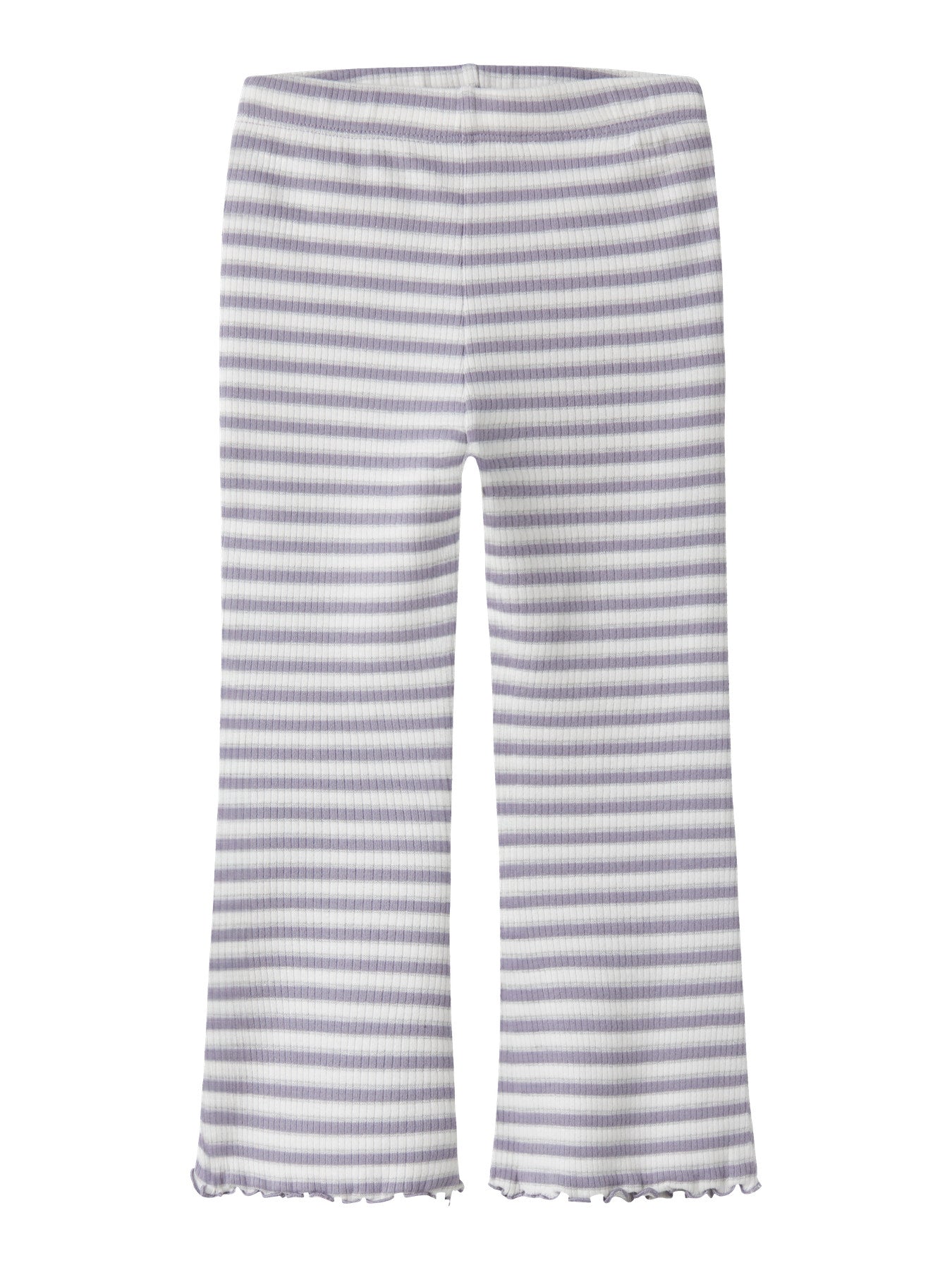 Vit och lila randig utsvängd byxa till flicka. Tjej byxor flared, ribbade leggings med silver glitter. Ekologiska barnkläder från Name it.
NMFTAIAS FLARE PANT
13251813