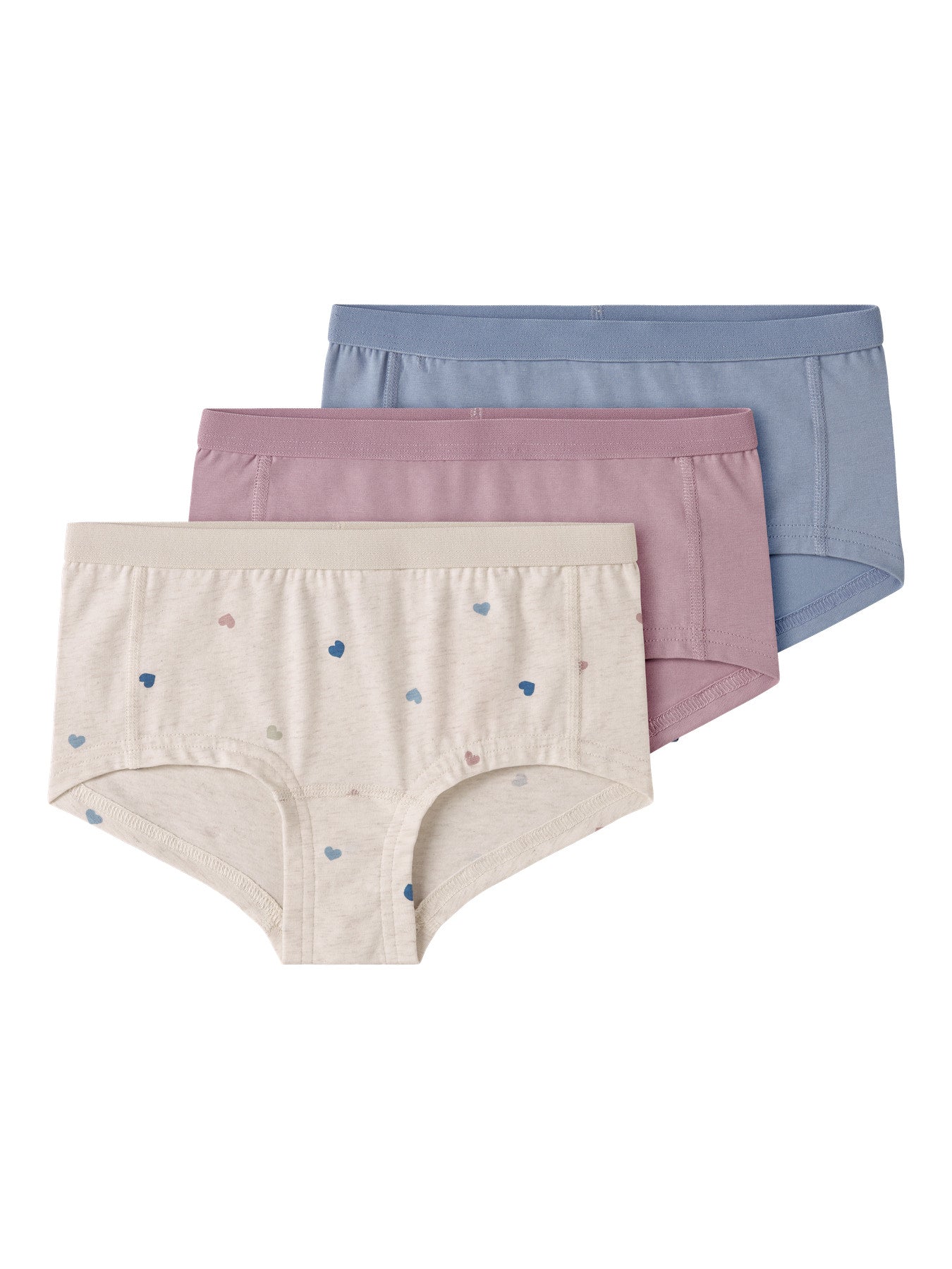 Name It hipstertrosor 3-pack rosa blå och Peyote Melange med hjärtan flicka kids
