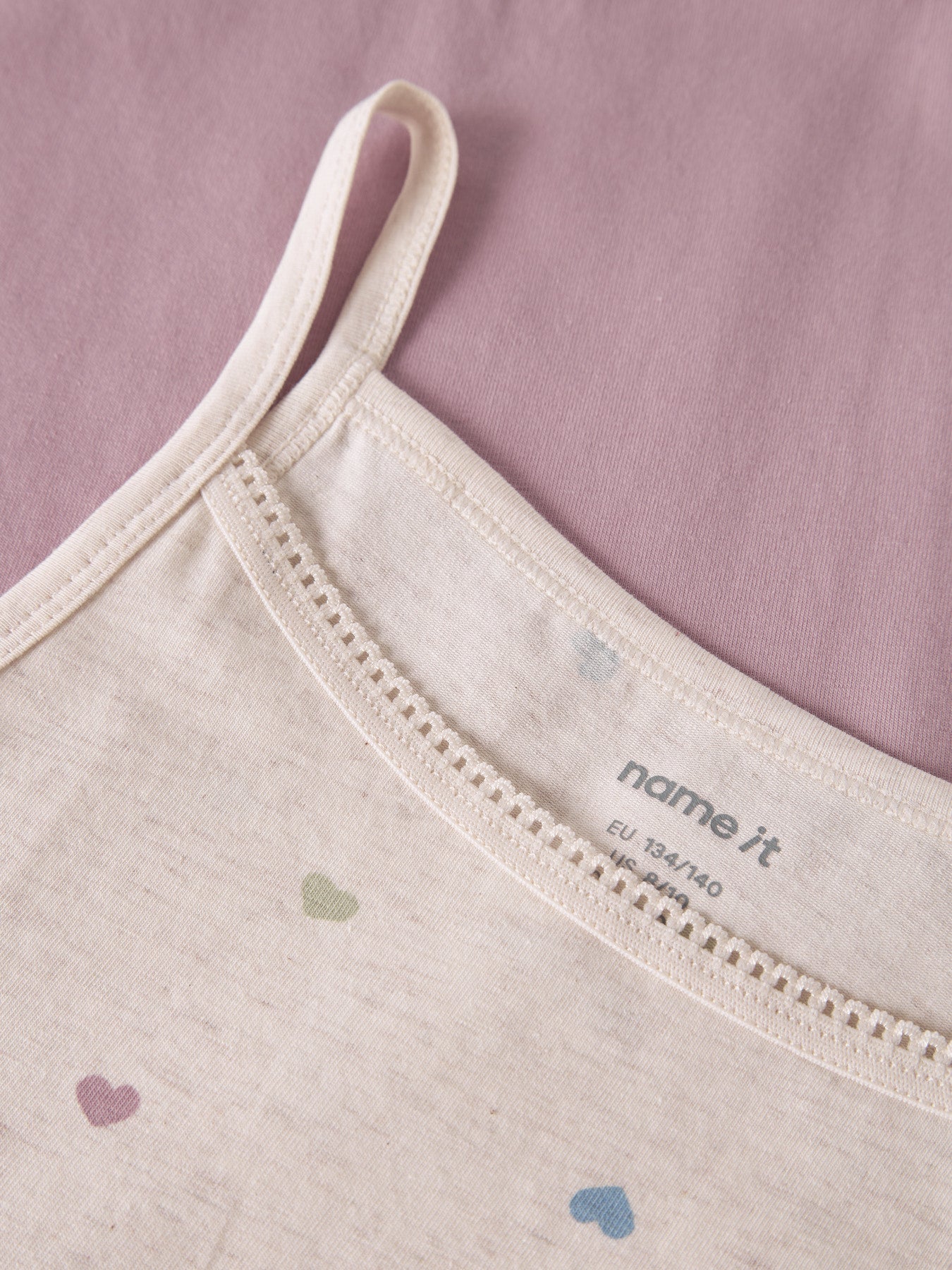 Name It Strap linnen 2-pack rosa och Peyote Melange med hjärtan flicka kids
