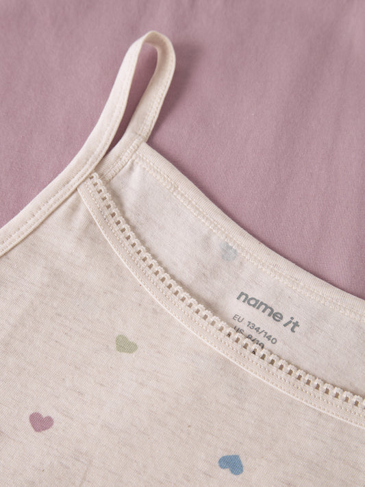 Name It Strap linnen 2-pack rosa och Peyote Melange med hjärtan flicka kids