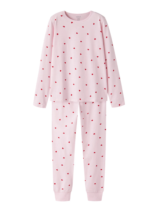 Name It ljusrosa tvådelad pyjamas för flicka med hjärtmönster, långärmad tröja och matchande byxor
NKFNIGHTSET PEYOTE HEARTS NOOS
13252388