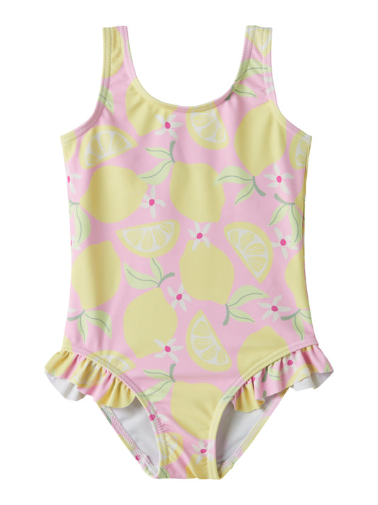 Söt rosa baddräkt med gula citroner till flicka. Baddräkt med volanger och sött mönster till flicka från Name it.
NMFZILUA SWIMSUIT
13253295