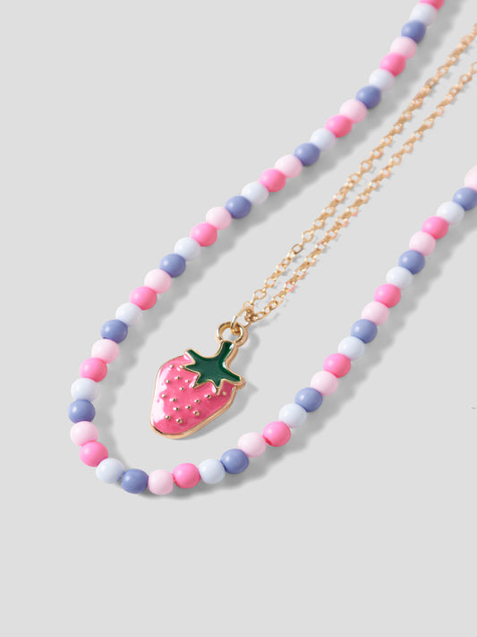 Söta halsband i 2 pack till flicka. Guld färgat halsband med jordgubbe och det andra med pärlor i blått och rosa.
NKFFILONA 2P NECKLACE
13254506