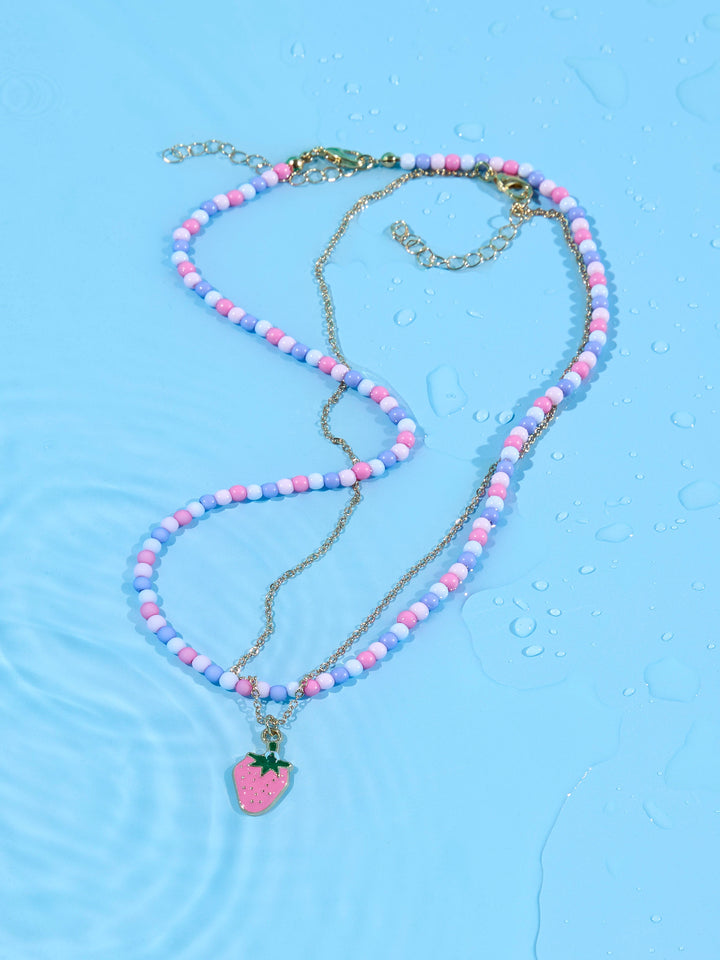 Söta halsband i 2 pack till flicka. Guld färgat halsband med jordgubbe och det andra med pärlor i blått och rosa.
NKFFILONA 2P NECKLACE
13254506