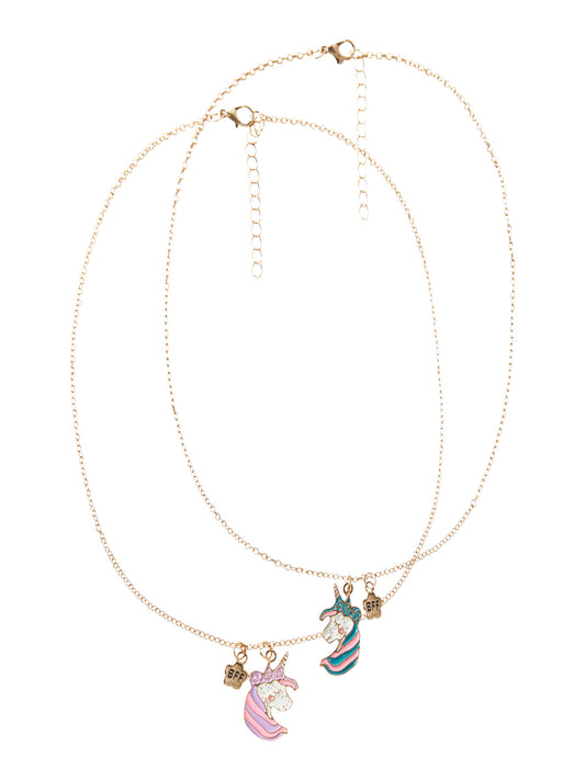 2 pack söta unicorn halsband till flicka. Tjej best friends halsband i guld färg med unicorn från Name it.
NMFFOREVER 2P NECKLACE
13254524