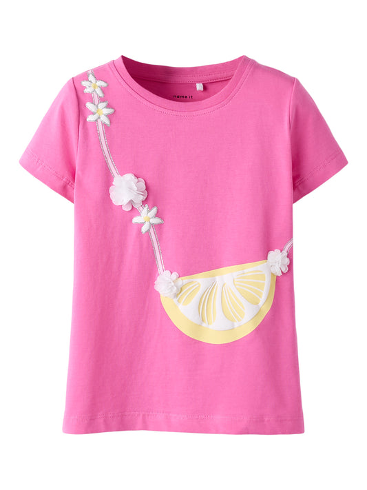 Rosa kortärmad t-shirt med citron väska till flicka. Topp med blommor och citron, ekologiska barnkläder till flicka från Name it. 
NMFFENTAZ SS TOP BOX
13254657