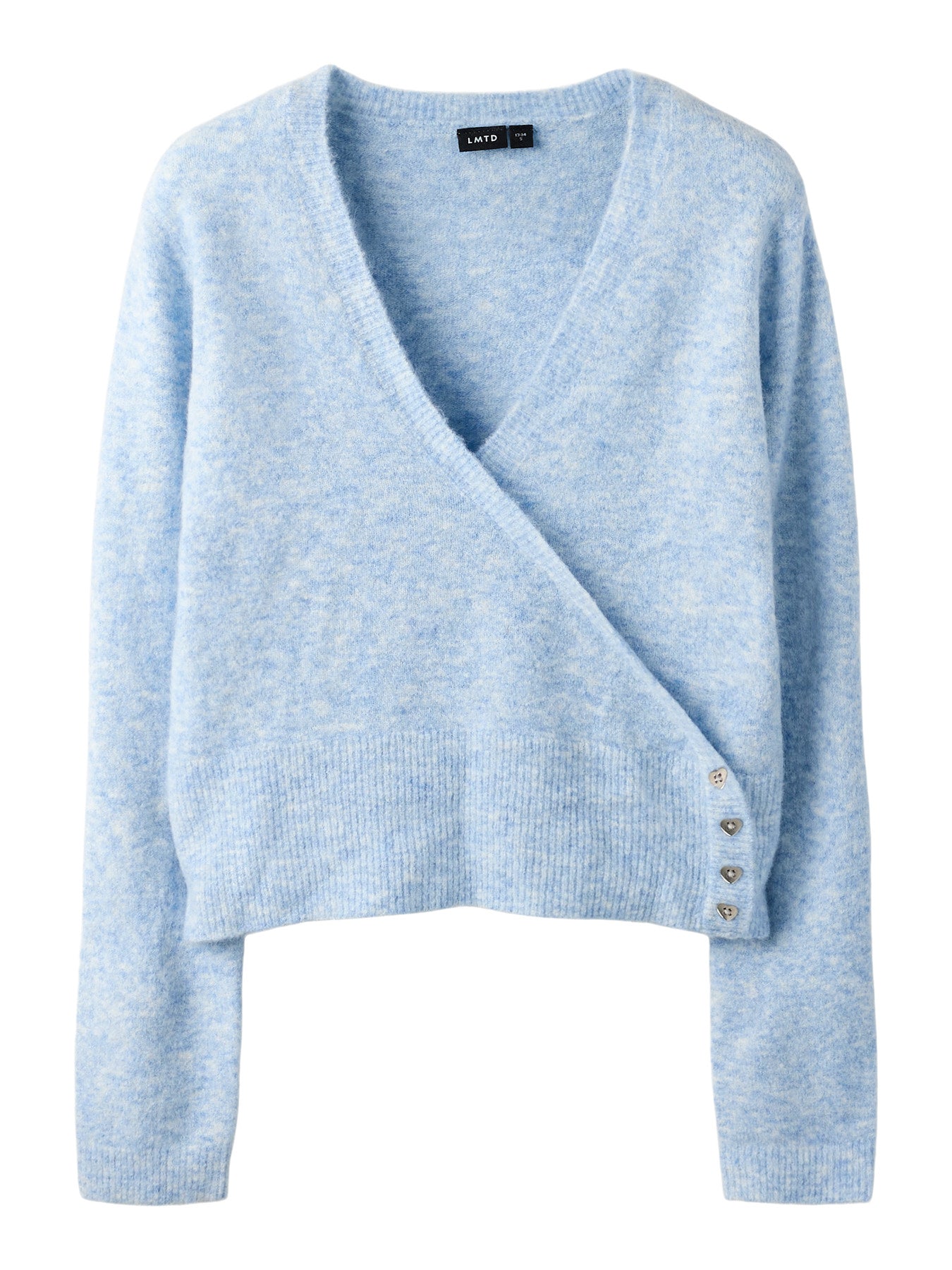 Blå stickad kofta till ungdom flicka. Långärmad tröja i stickad mjuk kvalitet, omlott cardigan till tjej från LMTD. Ungdomskläder till tjej.
NLFKLEAVEHEART LS SHORT WRAP KNIT
13254748