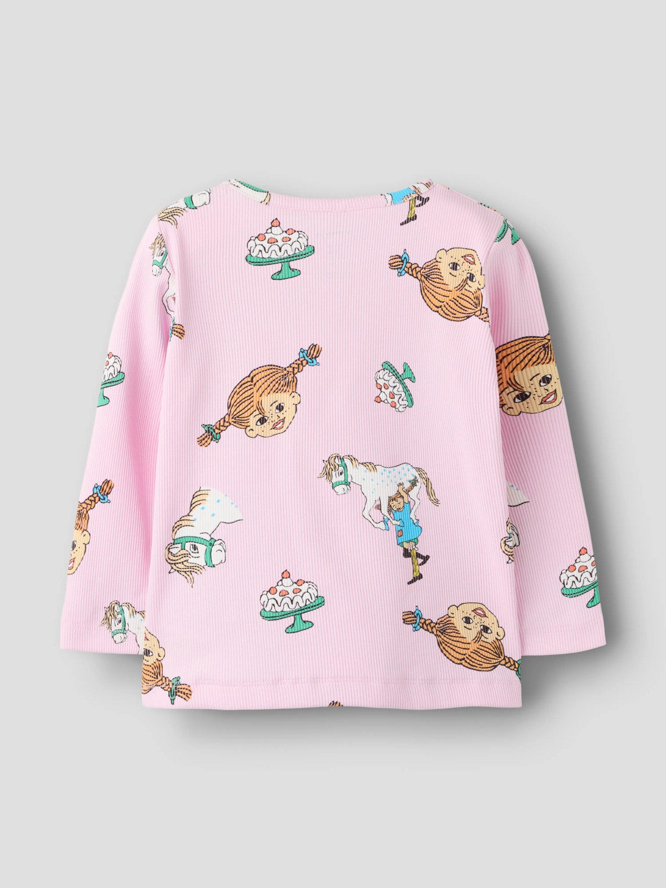 Name It rosa långärmad tröja med Pippi Långstrump-motiv för flicka.