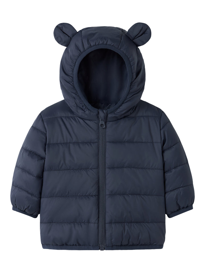 Name It Marble mörkblå pufferjacka med öron baby pojke