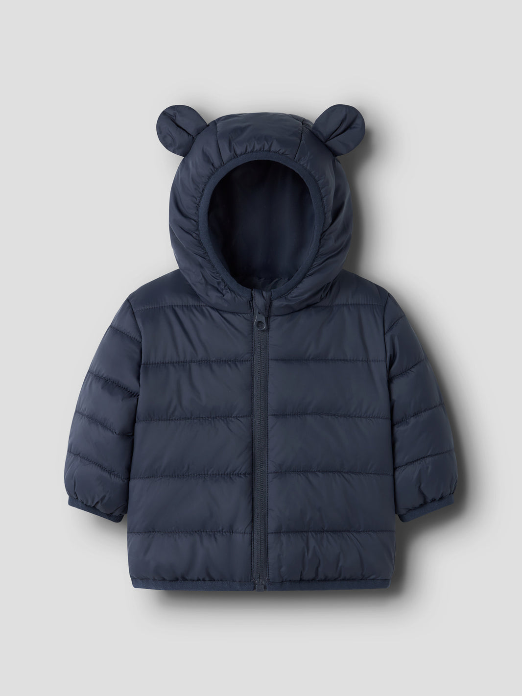 Name It Marble mörkblå pufferjacka med öron baby pojke