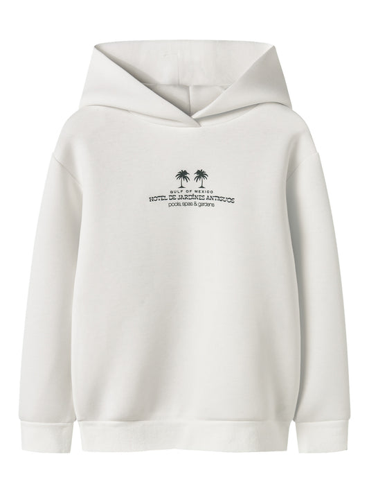 Vit hoodie luvtröja till ungdom pojke. Snygg enfärgad hoodie med palmer och text Mexico till pojke från Name it. NKMHIST LS RLX SWEAT WH UNB BOX
13255311