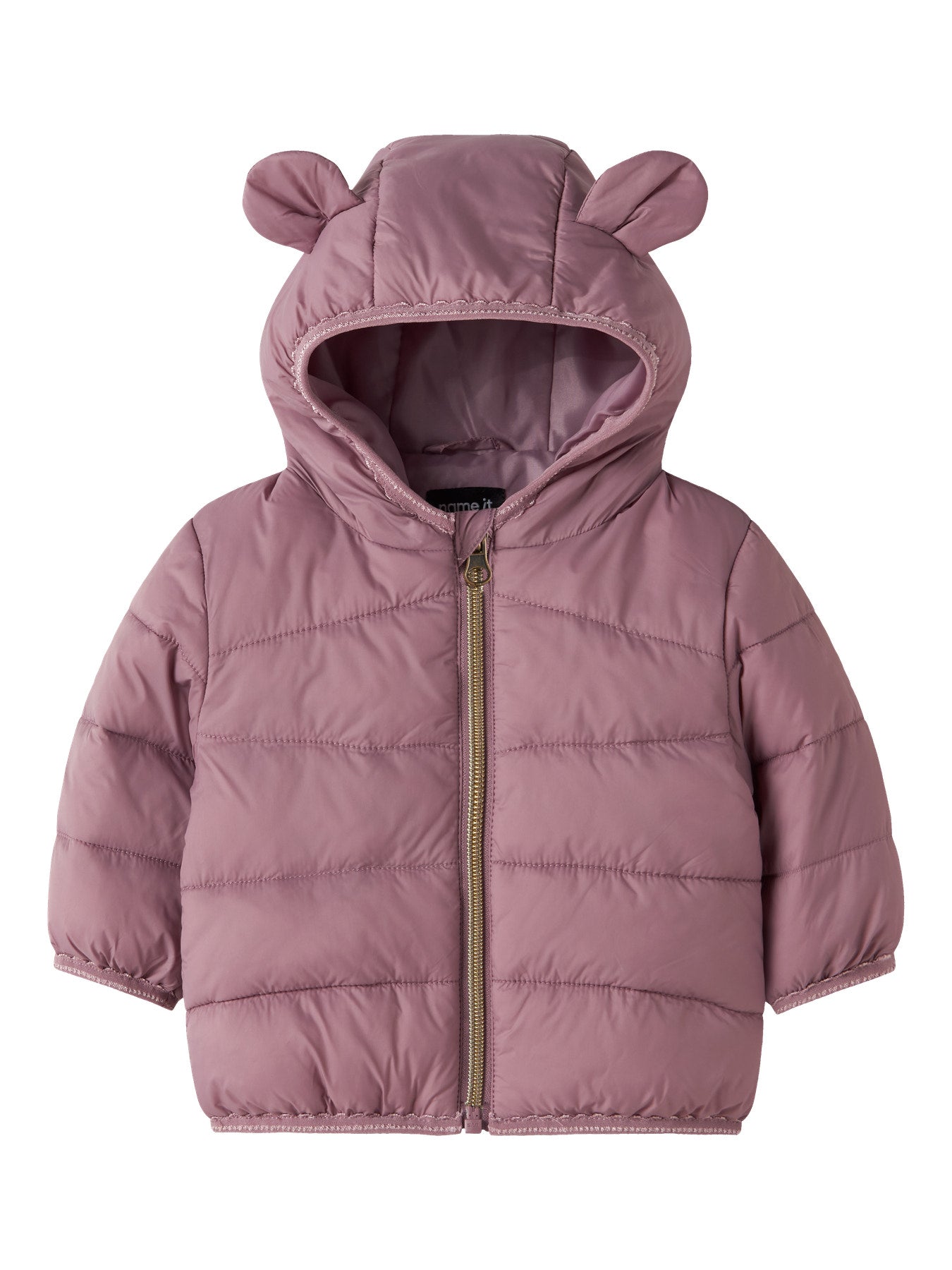 Name It Marble vadderad babyjacka Wistful Mauve rosa för flicka med huva och öron