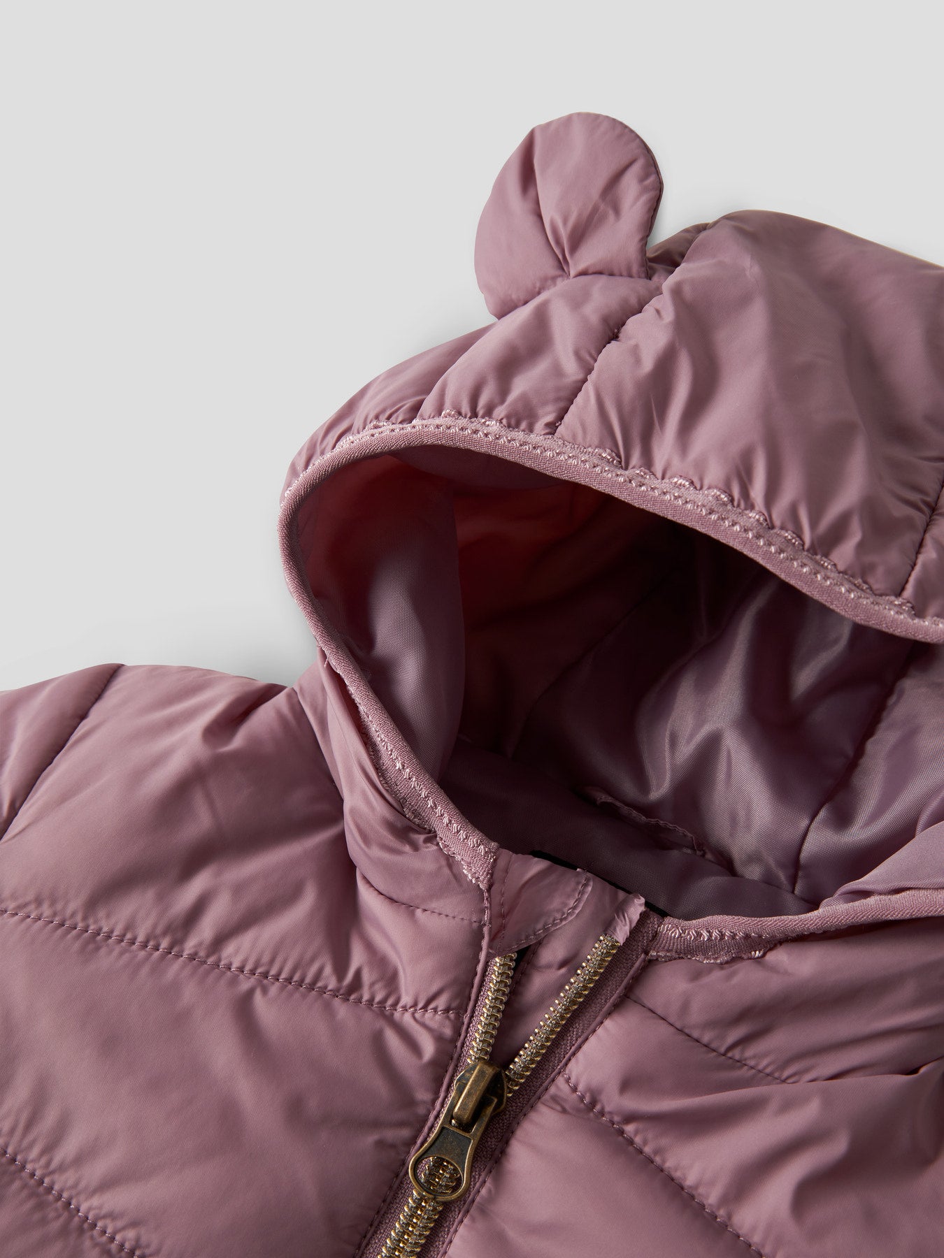 Name It Marble vadderad babyjacka Wistful Mauve rosa för flicka med huva och öron