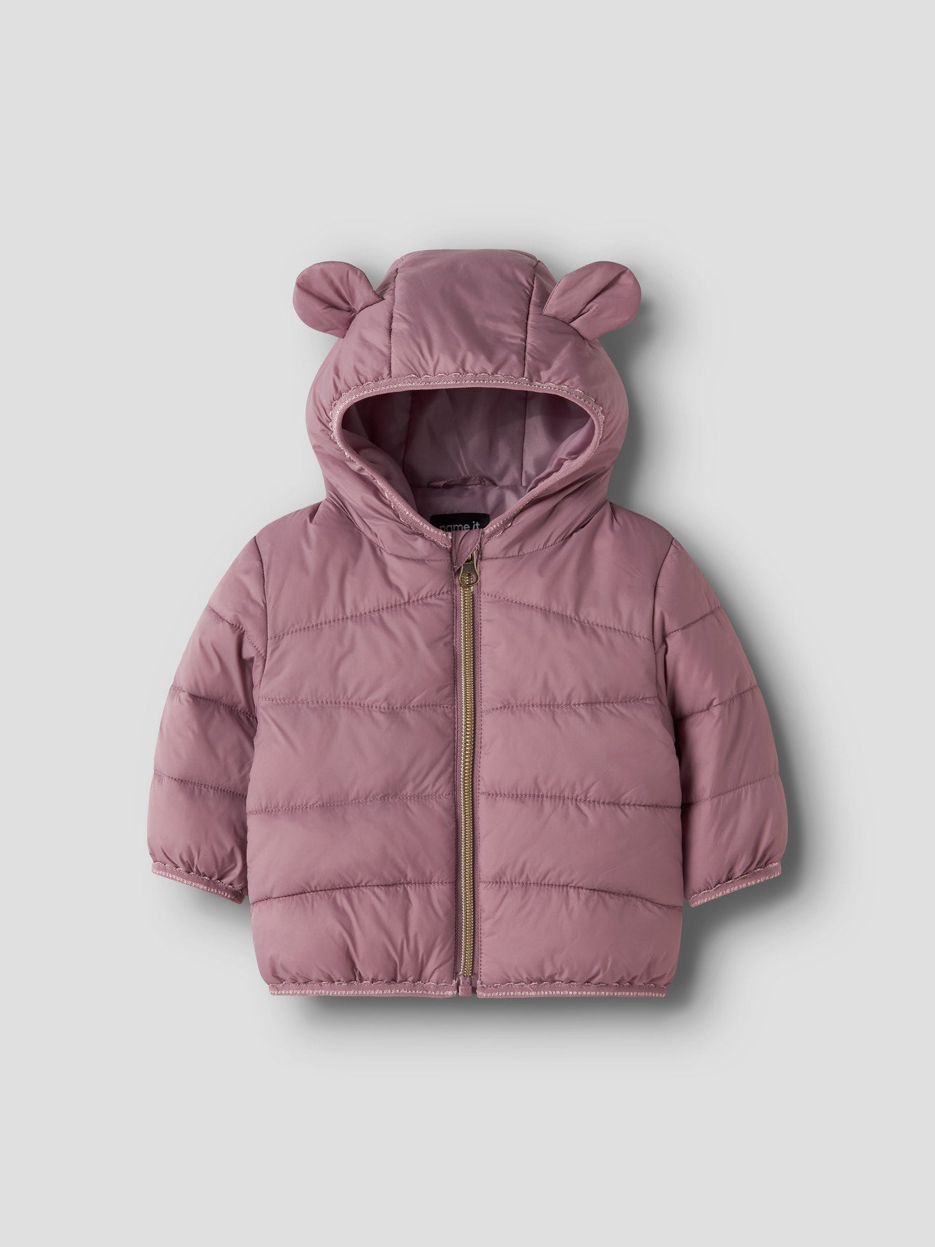 Name It Marble vadderad babyjacka Wistful Mauve rosa för flicka med huva och öron