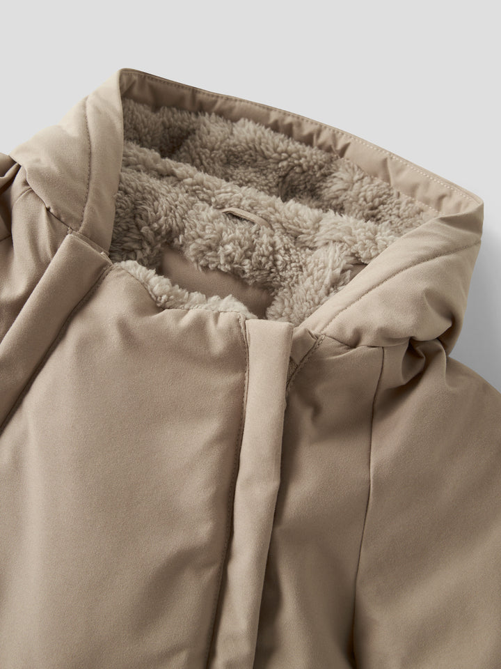 Name It Snow05 vinteroverall baby unisex beige Silver Mink med vikbara händer och fötter