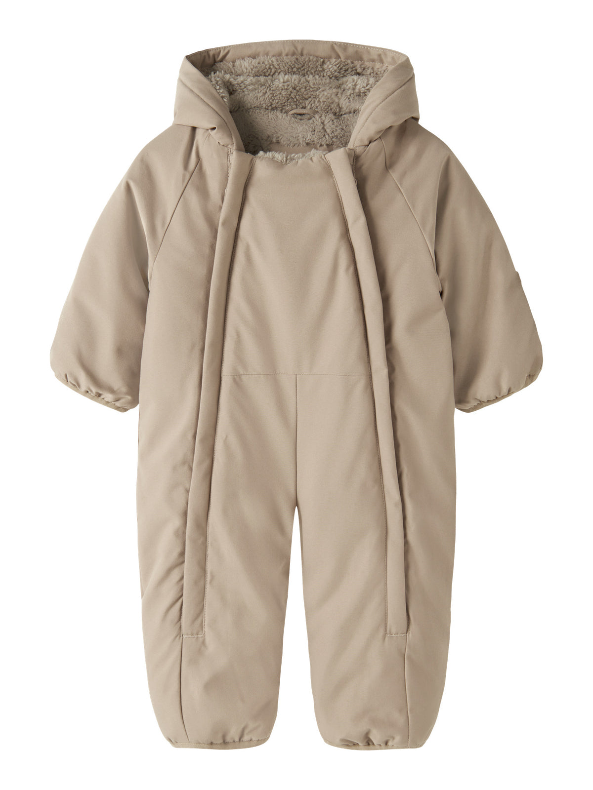 Name It Snow05 vinteroverall baby unisex beige Silver Mink med vikbara händer och fötter