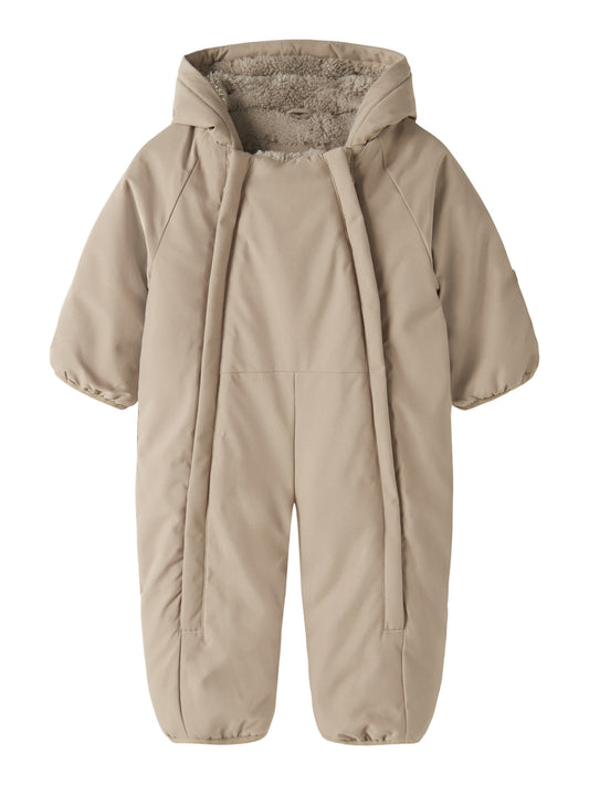 Name It Snow05 vinteroverall baby unisex beige Silver Mink med vikbara händer och fötter