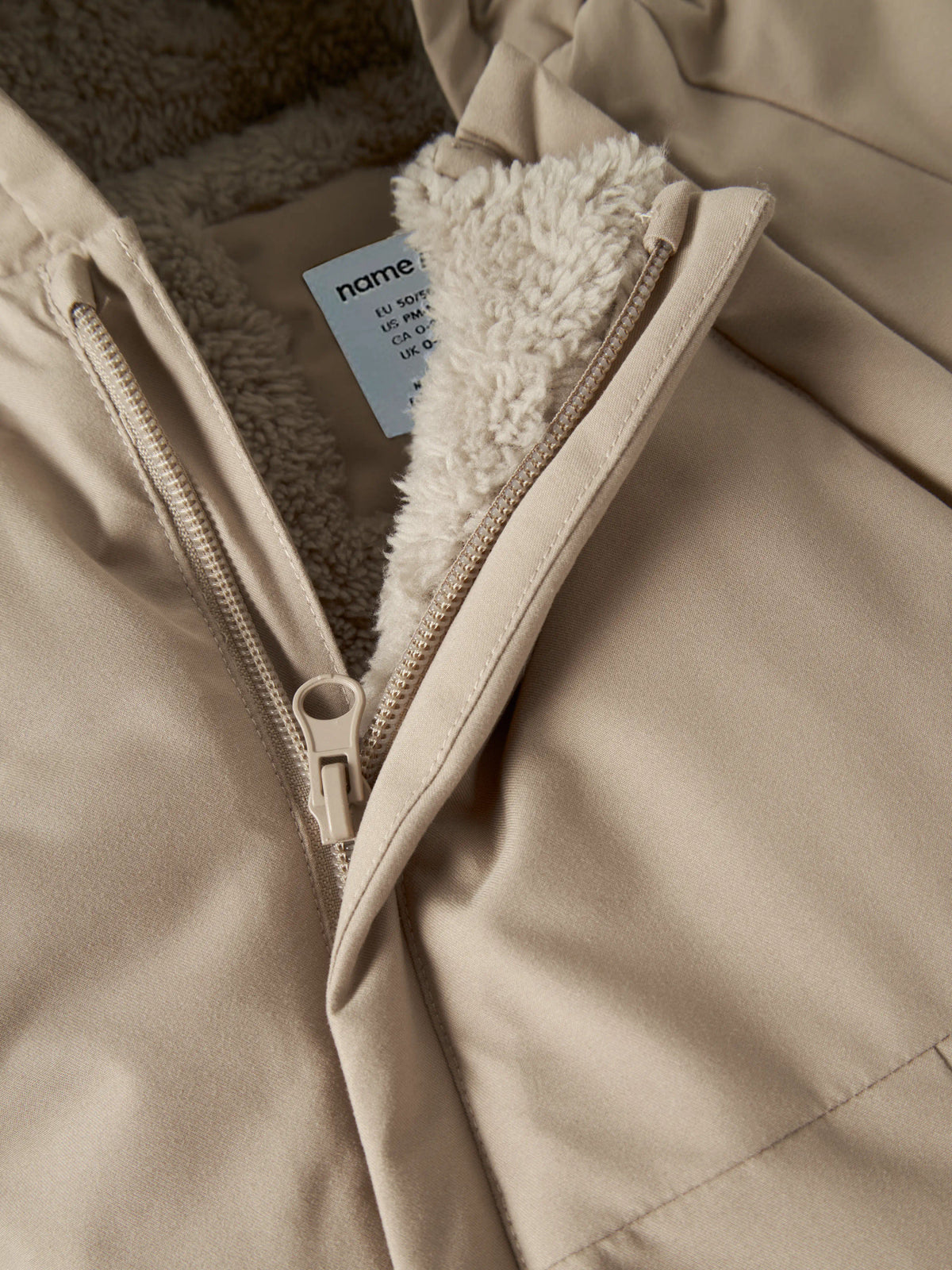 Name It Snow05 vinteroverall baby unisex beige Silver Mink med vikbara händer och fötter