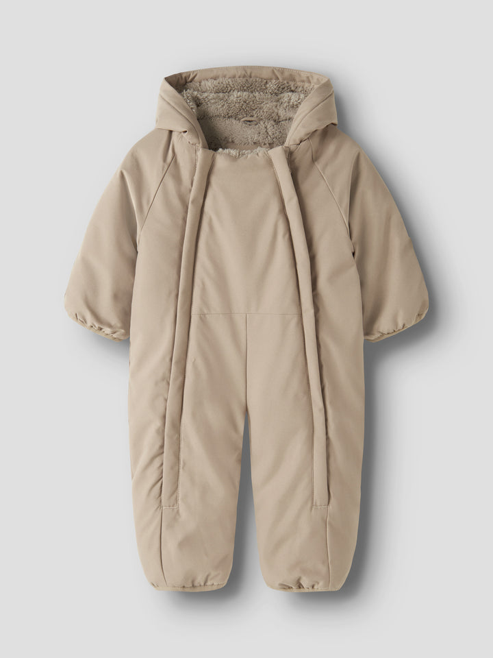 Name It Snow05 vinteroverall baby unisex beige Silver Mink med vikbara händer och fötter