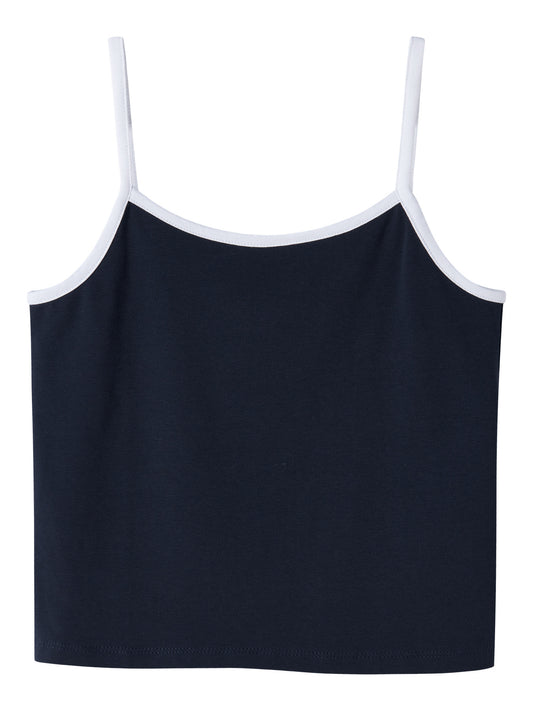 Croppat linne till ungdom tjej. Blått linne med vita smala axelband, croppad modell, kort linne till flicka från LMTD.
NLFBENEDICTE CON CROP STRAP TOP
13255931