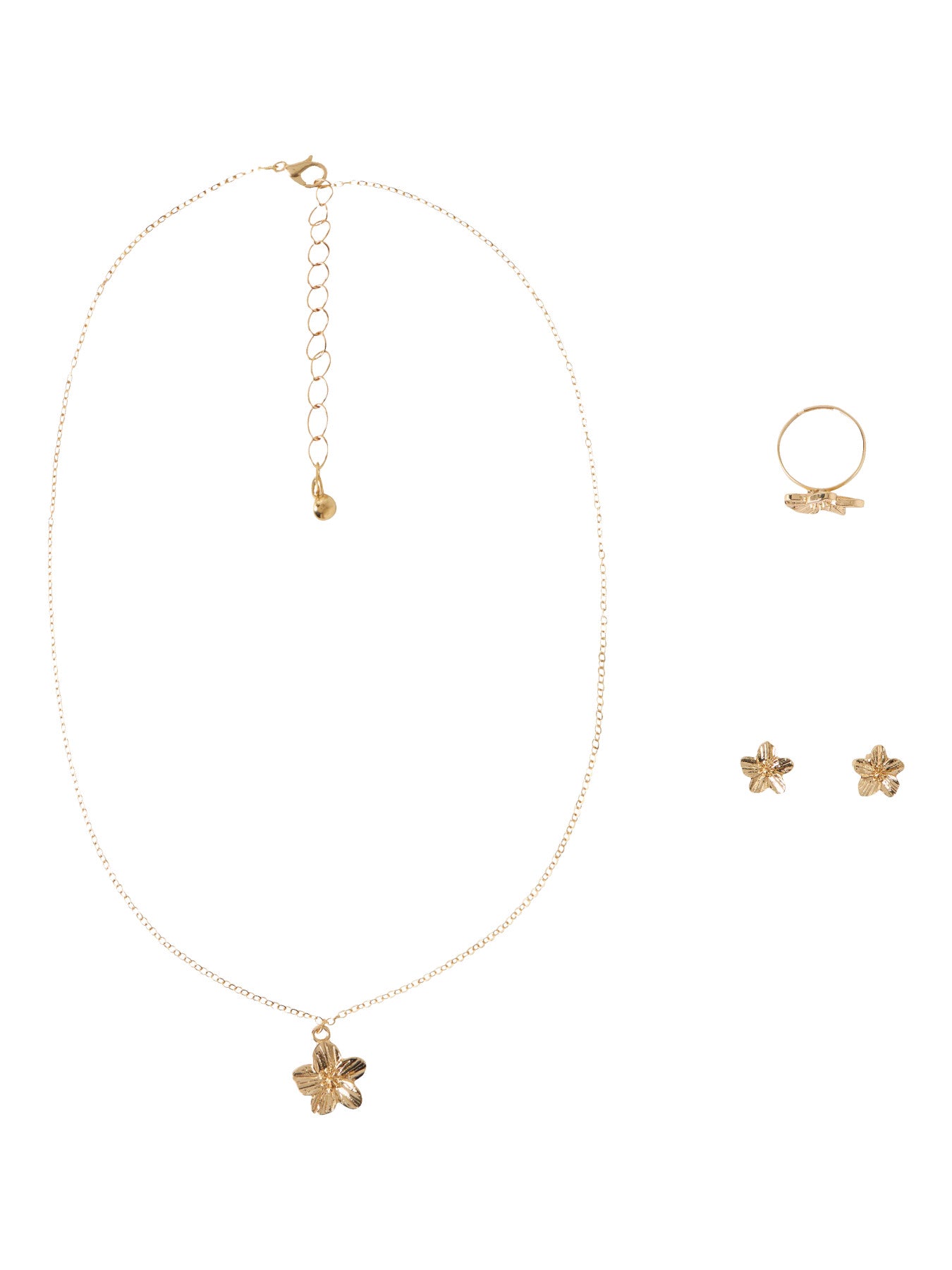 Fint smyckesset med halsband, örhängen och ring i form av blomma. Smycken till flicka, guldfärgade smycken till ungdom från LMTD.
NLFHIBI MINI JEWELLERY SET
13256477