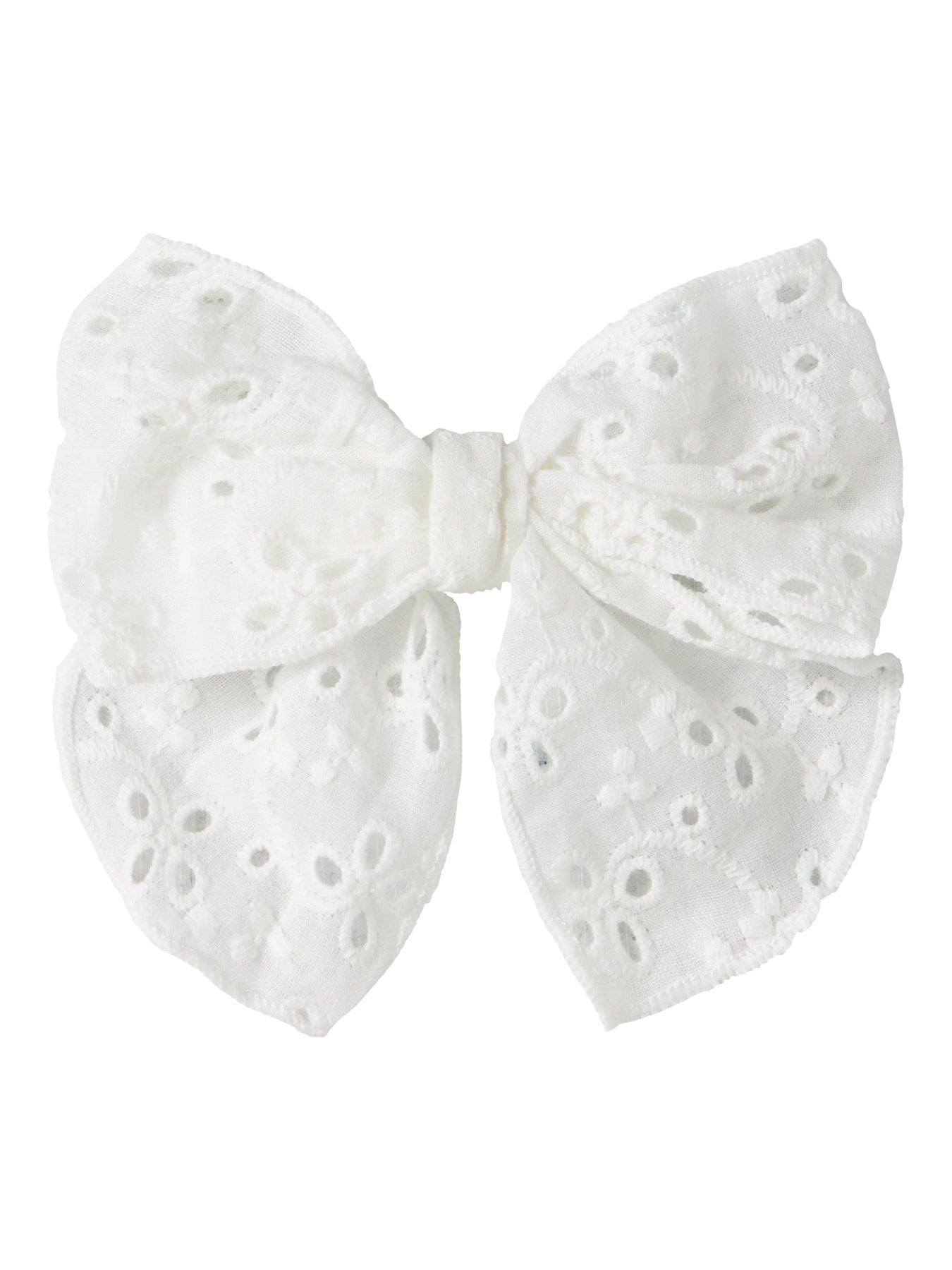 Vit stor rosett till flicka att ha i håret.
Hårklämma, Broderie anglaise-detalj
Hår rosett hårspänne till barn och ungdom flicka tjej från Name it.

NKFJOTILDA HAIRBOW
13256722
