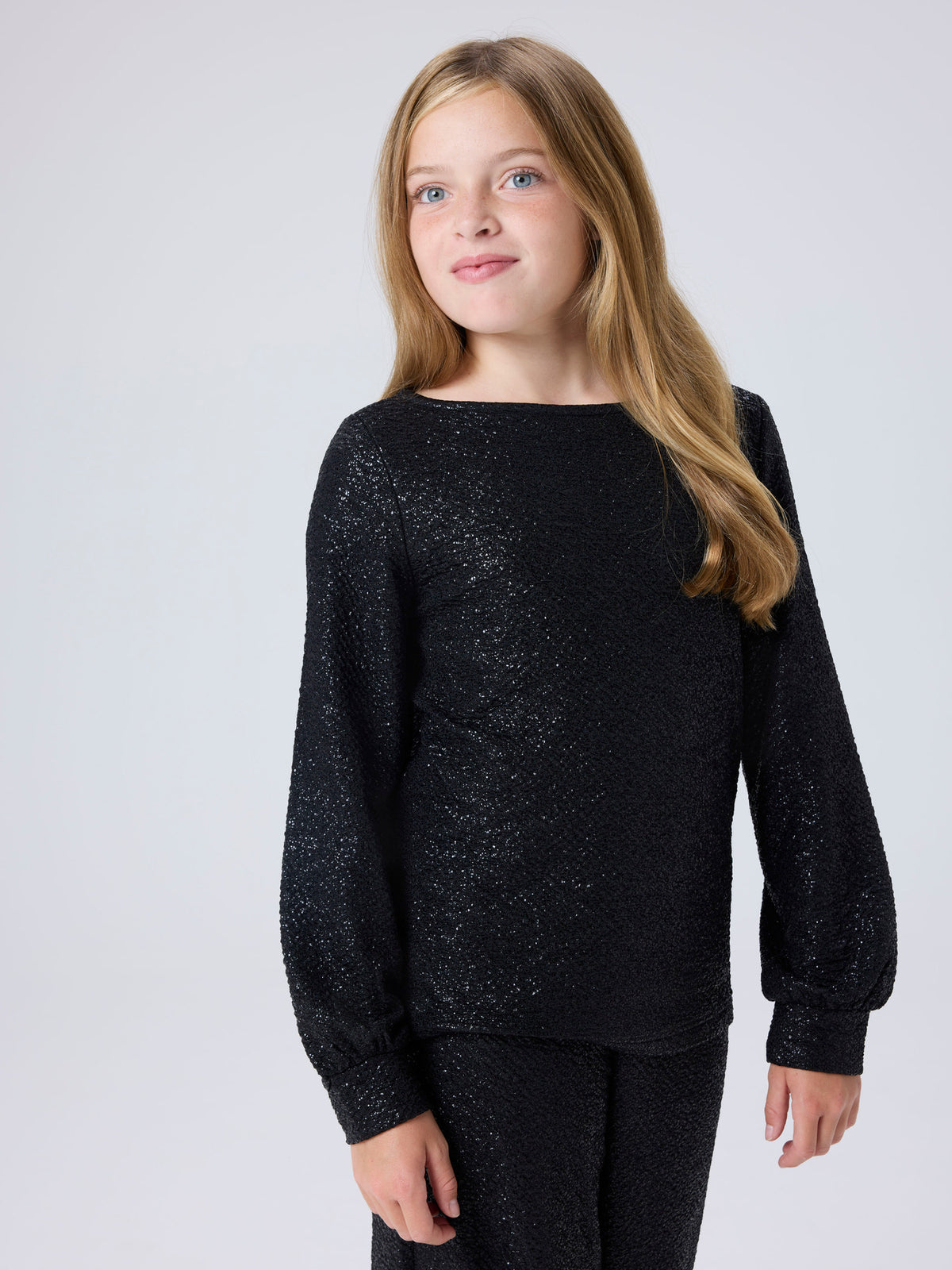 Name It Risine svart glittrig långärmad topp flicka