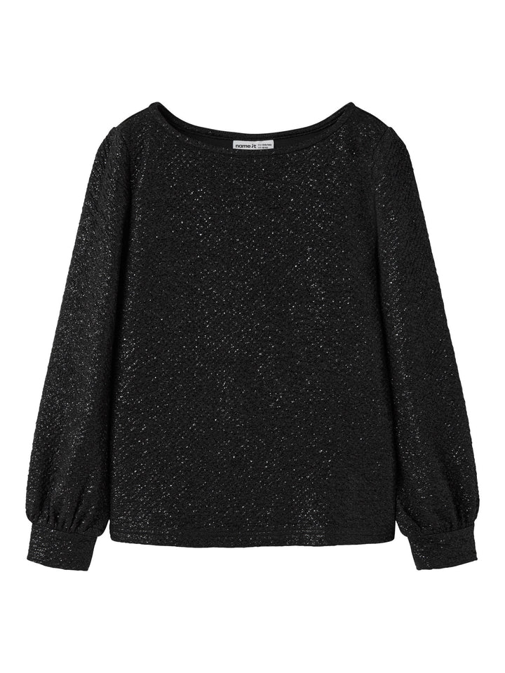 Name It Risine svart glittrig långärmad topp flicka